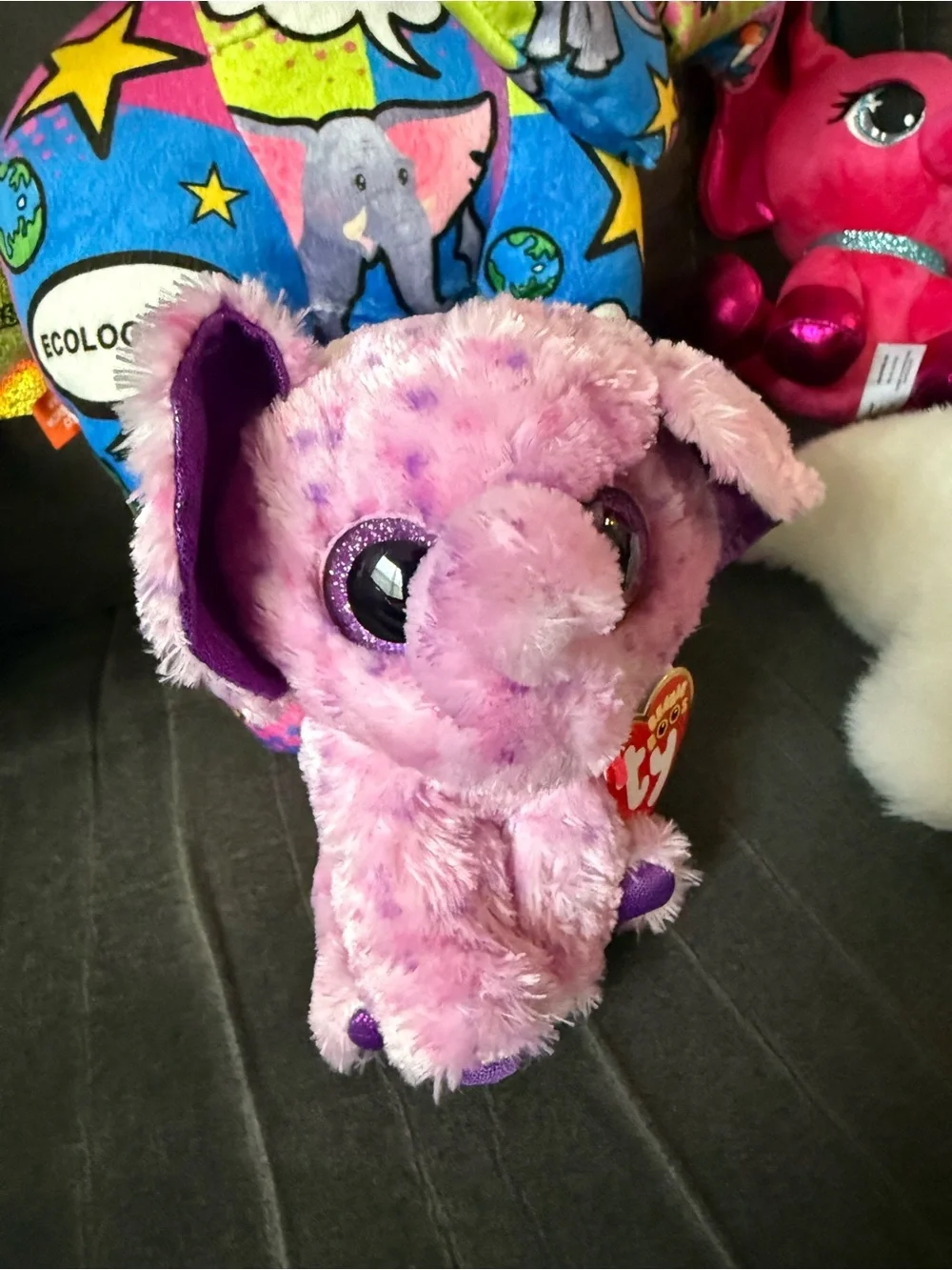 Ty Multicolor Plush Elephant & Giraffe Set - Bright Patterned Collectibles